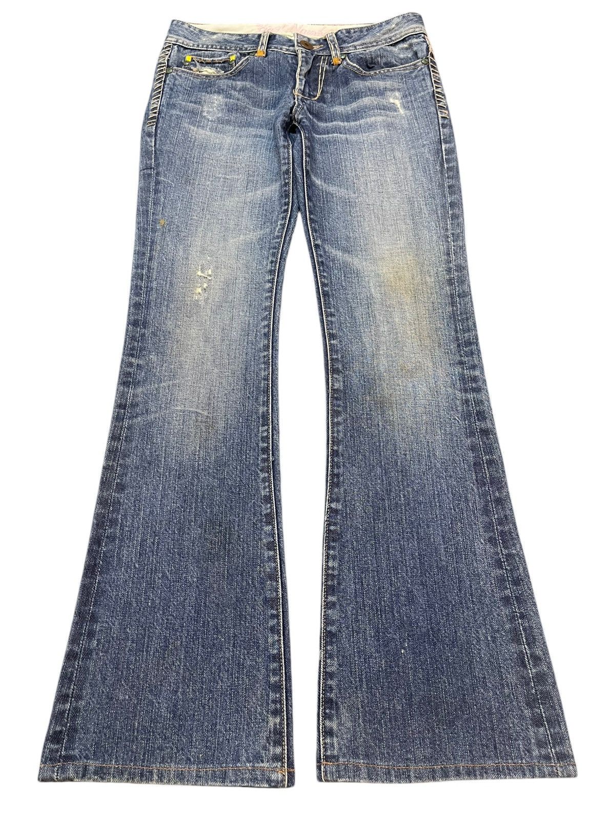 Vintage Japanese Brand Blue Faded Wash Style Flare Jeans