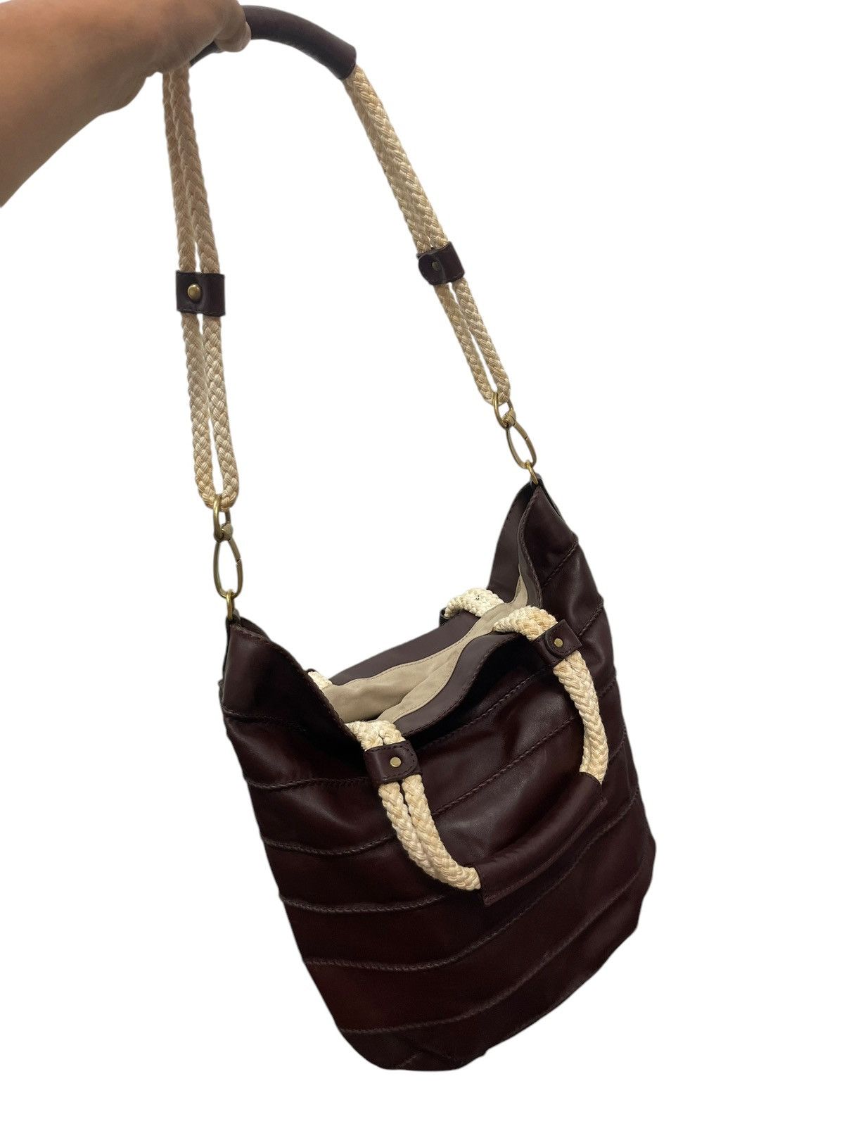 Genuine Leather Full Leather Max Mara Italy Tote Shoulder Bag 9🟩 Size ONE SIZE - 5 Thumbnail