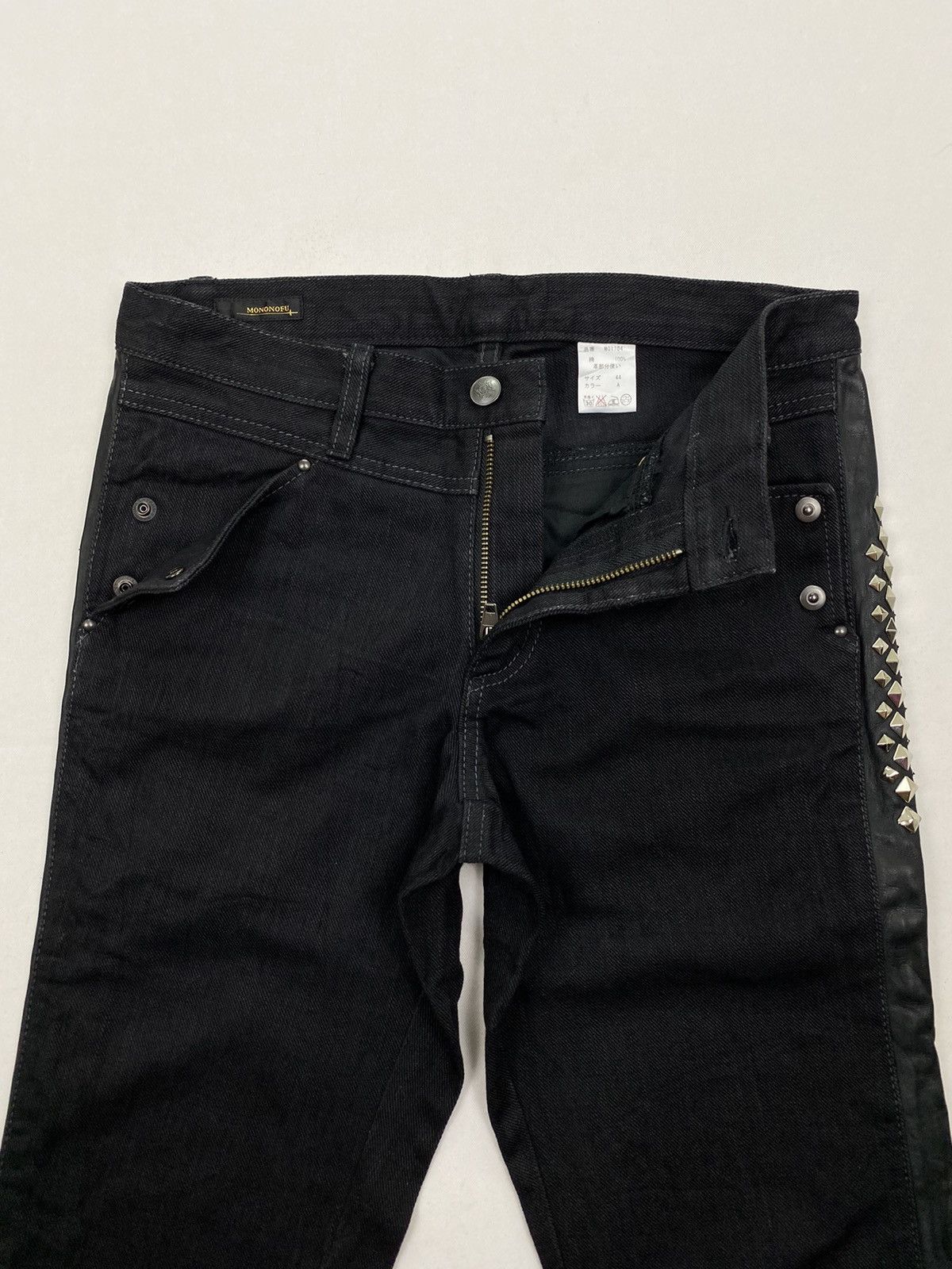 Japanese Brand Mononofu Teru Nakano Leather Side Studded Denim Size US 30 / EU 46 - 6 Thumbnail