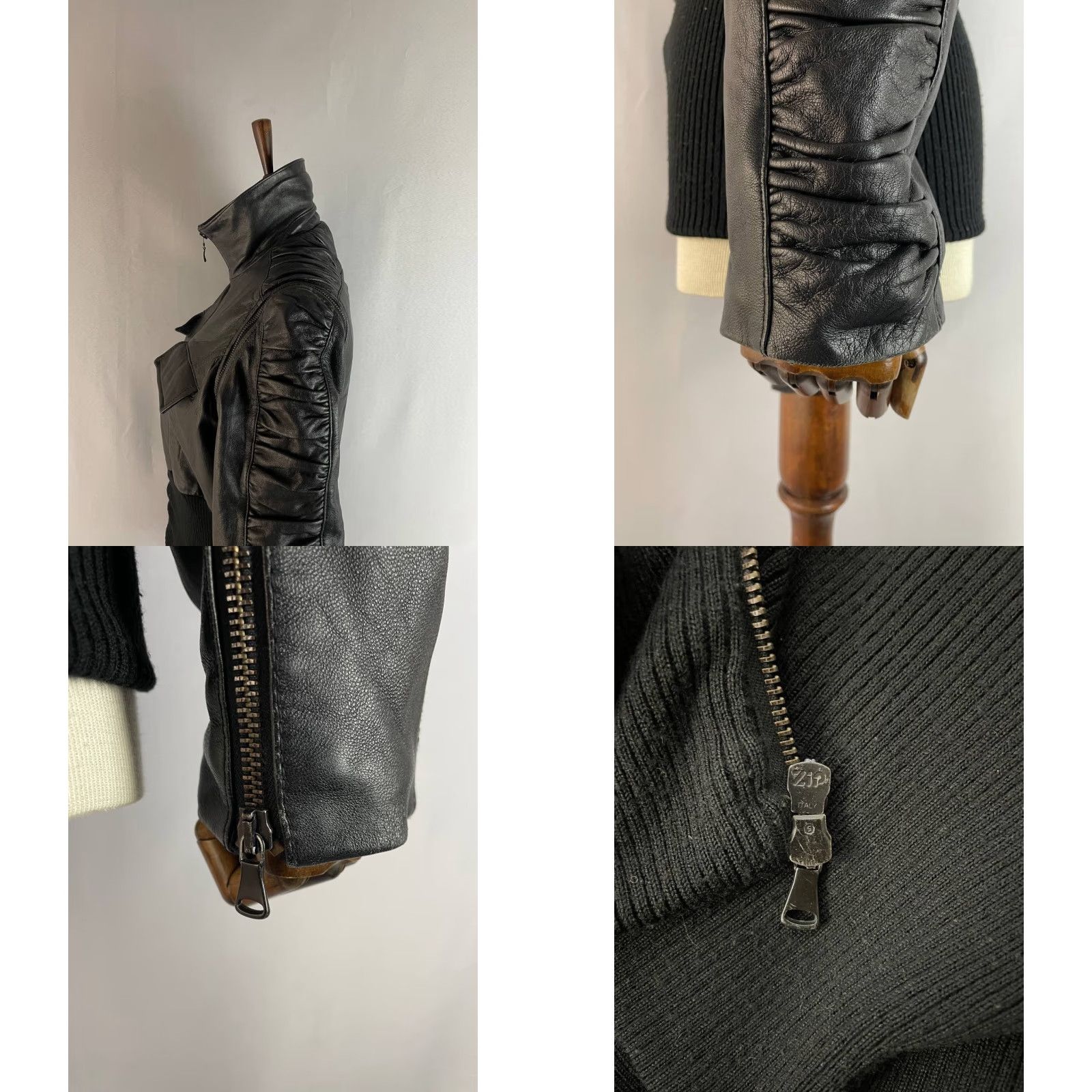 Dolce & Gabbana Dolce&Gabbana Jacket Womens Size S Black Leather Long Sleeve Full Zip Biker Solid Front Zip Pockets Size S / US 4 / IT 40 - 10 Thumbnail