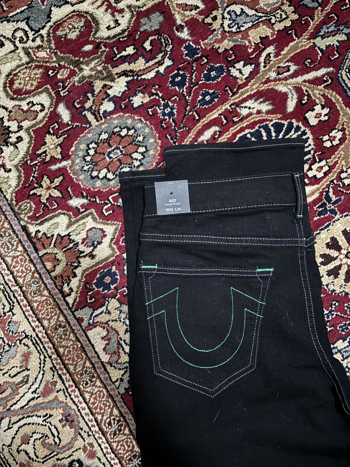 True Religion True religion black rinse jeans with green accents Size US 34 / EU 50 - 4 Thumbnail