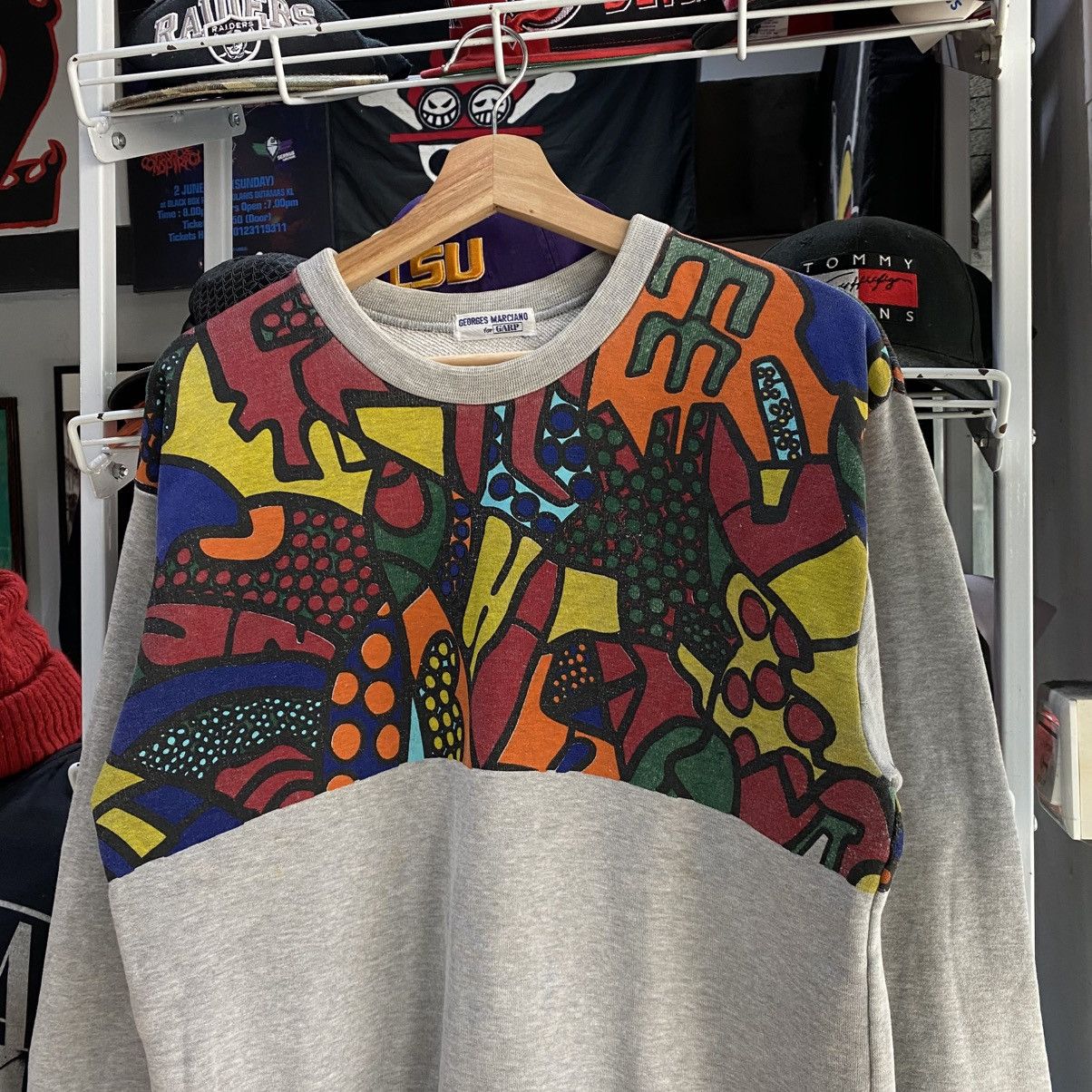 Guess × Vintage Vintage 80s Georges Marciano By Garp Art Design Sweatshirts Size US M / EU 48-50 / 2 - 3 Thumbnail