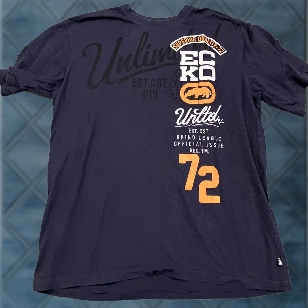 Ecko Unltd. VINTAGE ECKO UNLTD Embroidered Navy T Shirt XXL 2XL Crew Neck Short Sleeve Cotton Men Classic Grunge Hip Hop Punk Retro Style T-Shirt Size US XXL / EU 58 / 5 - 1 Thumbnail