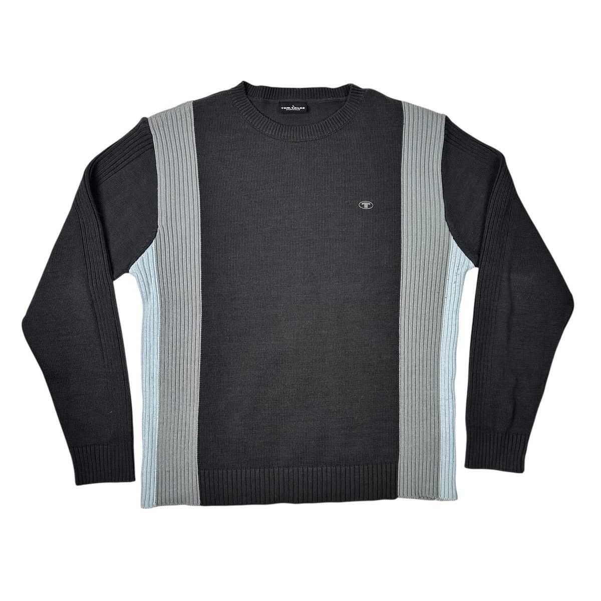 Tom Tailor TOM TAILOR Mens Crew Neck Jumper Sweater Ribbed Grey Y2K VTG Size US M / EU 48-50 / 2 - 1 Thumbnail