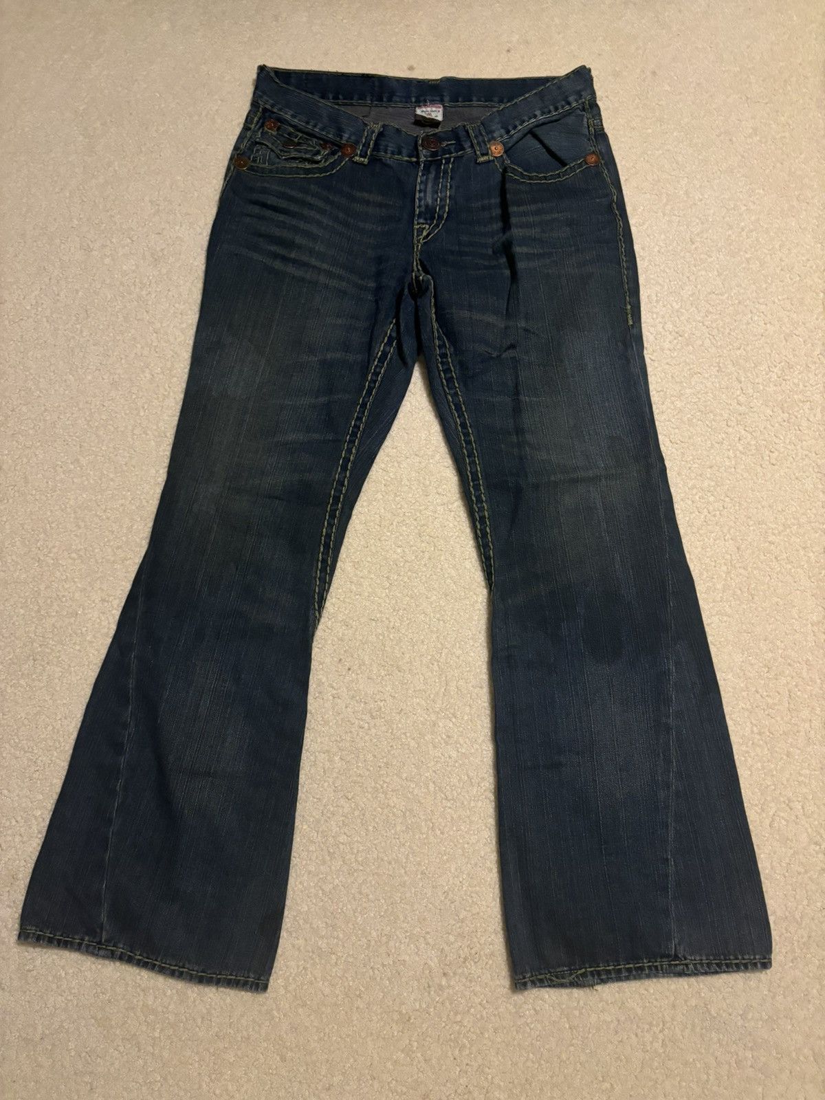 True Religion True Religion Joey Green Horseshoe Stitch Jeans Size US 36 / EU 52 - 5 Thumbnail