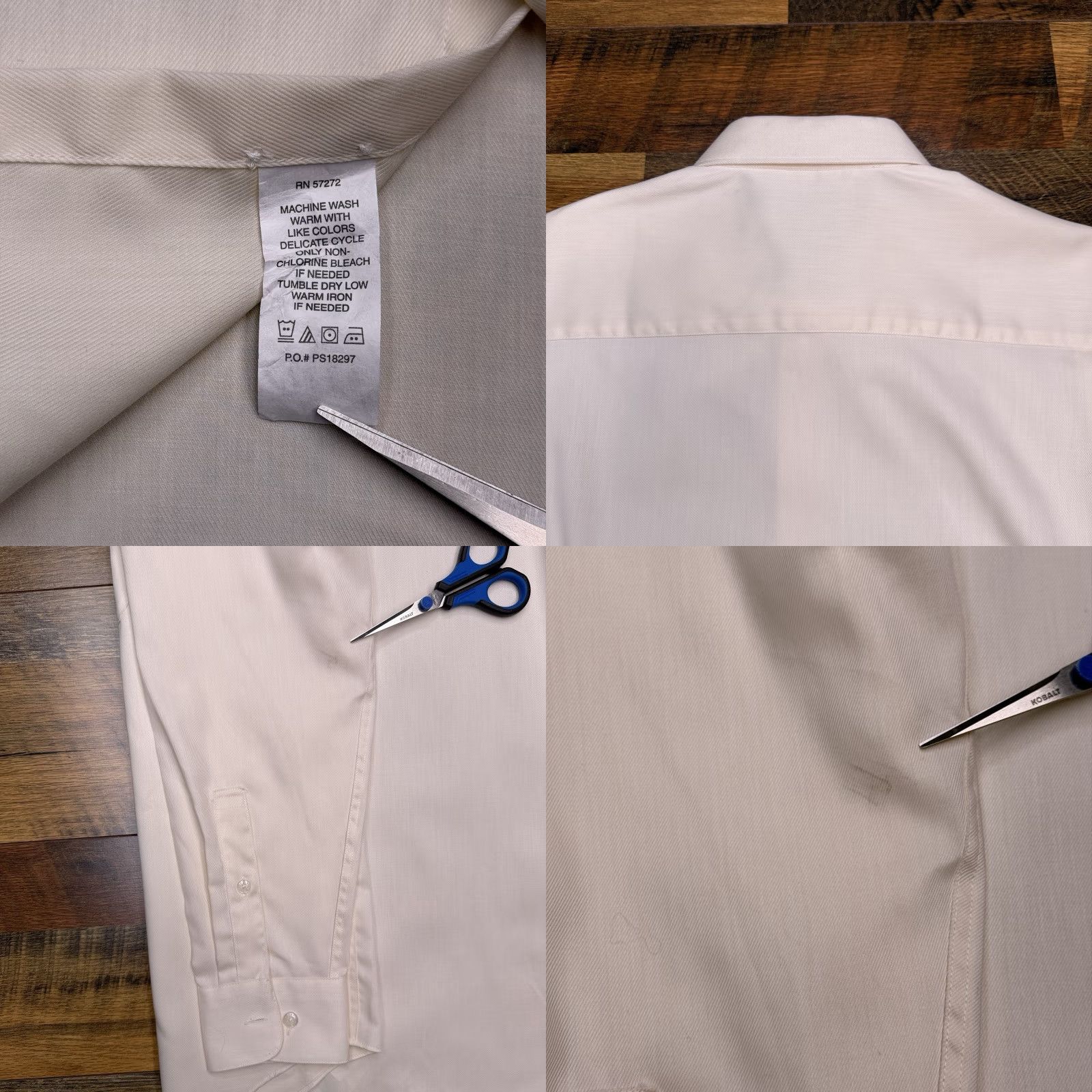 Perry Ellis Perry Ellis Easy Care Shirt Mens XL Button-Up Long Sleeve Collared Beige Twill Cotton Blend Regular - White tag? Size US XL / EU 56 / 4 - 8 Thumbnail