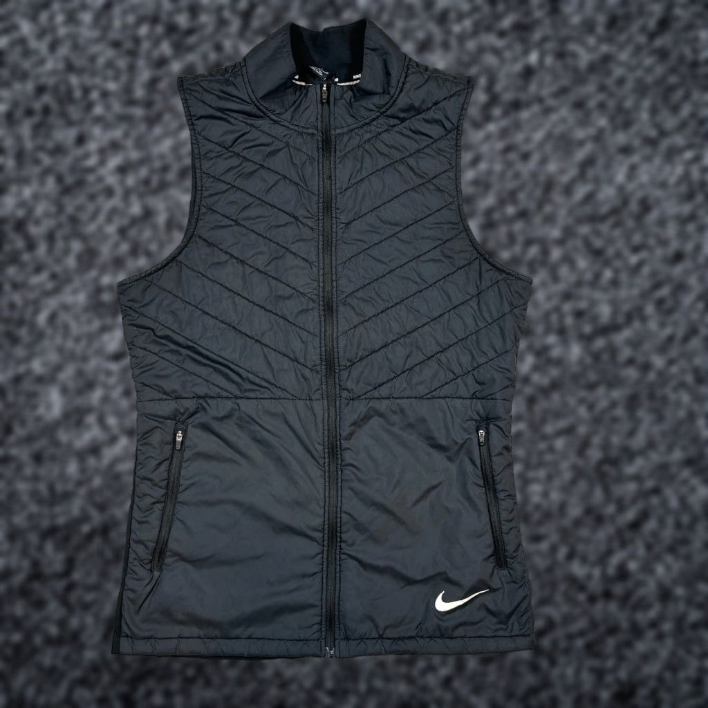 Nike Nike Vest Mens XL Black Aerolayer Thermal Quilted Full Zip Sleeveless Running Size US XL / EU 56 / 4 - 1 Thumbnail