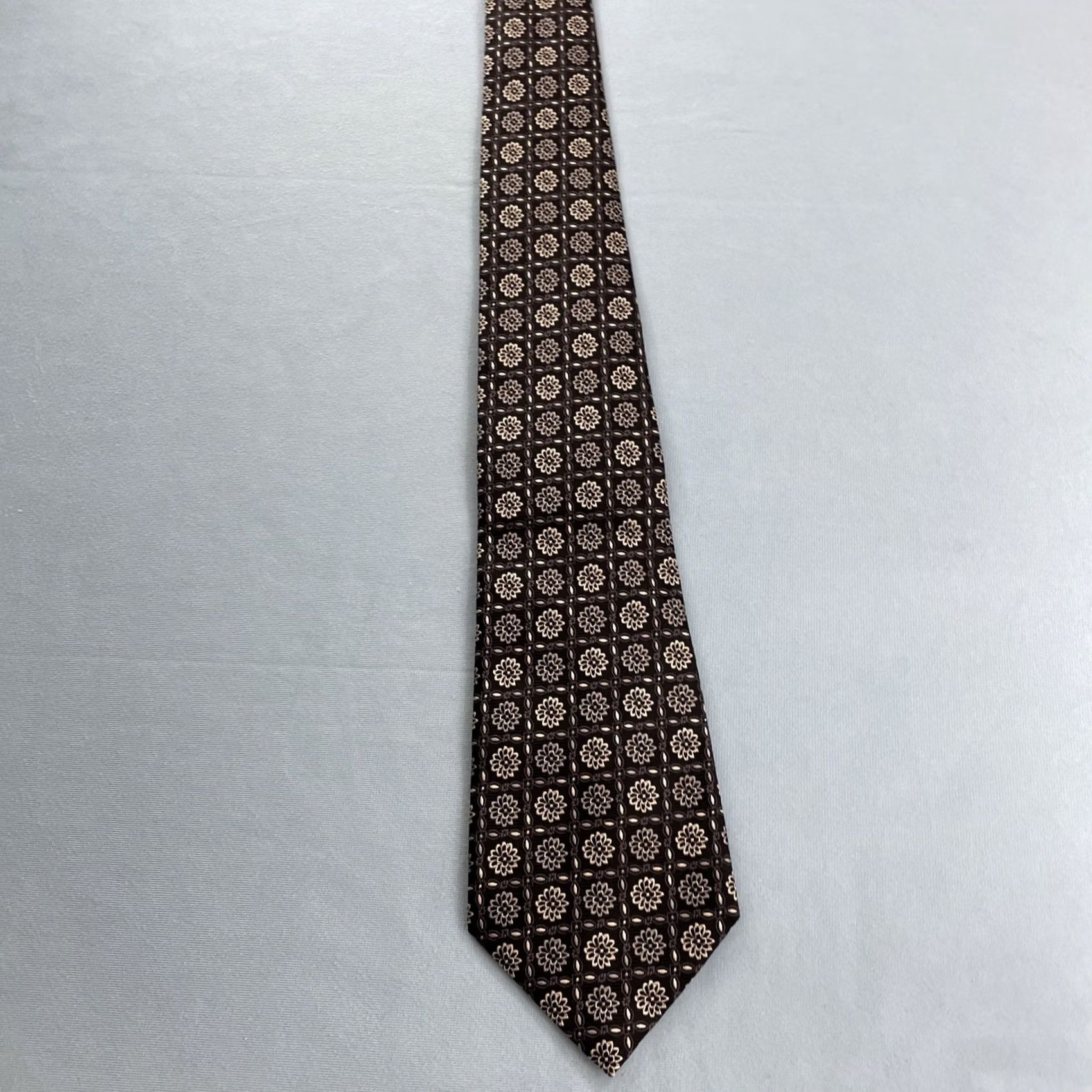 Vintage VINTAGE Necktie Silk Tie Deco Floral Woven Texture Blue White 4x60" Geometric Vintage Capsule Necktie Mens Size ONE SIZE - 4 Thumbnail