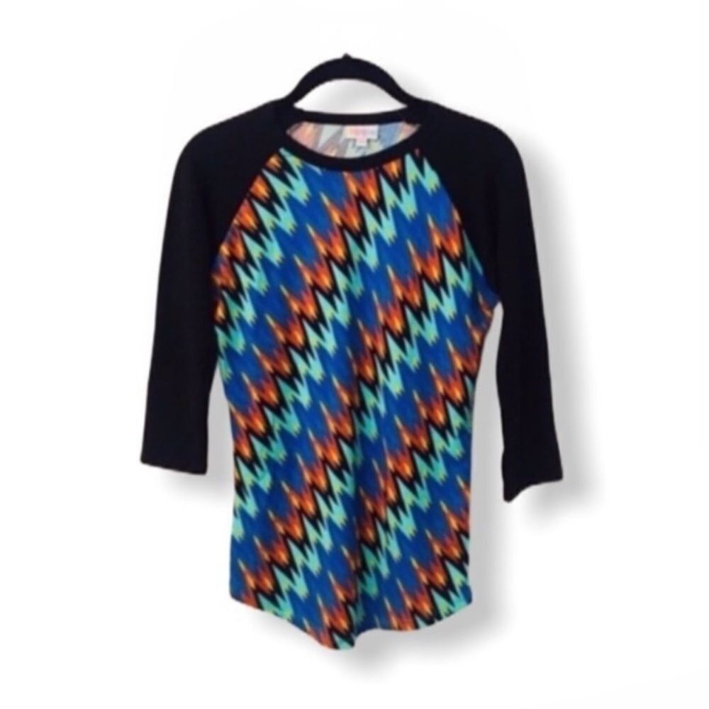 Other LuLaRoe Randy XXS Raglan Baseball Tee Multicolor Zig Zag NWT Size XXS / US 00 / IT 34 - 3 Thumbnail