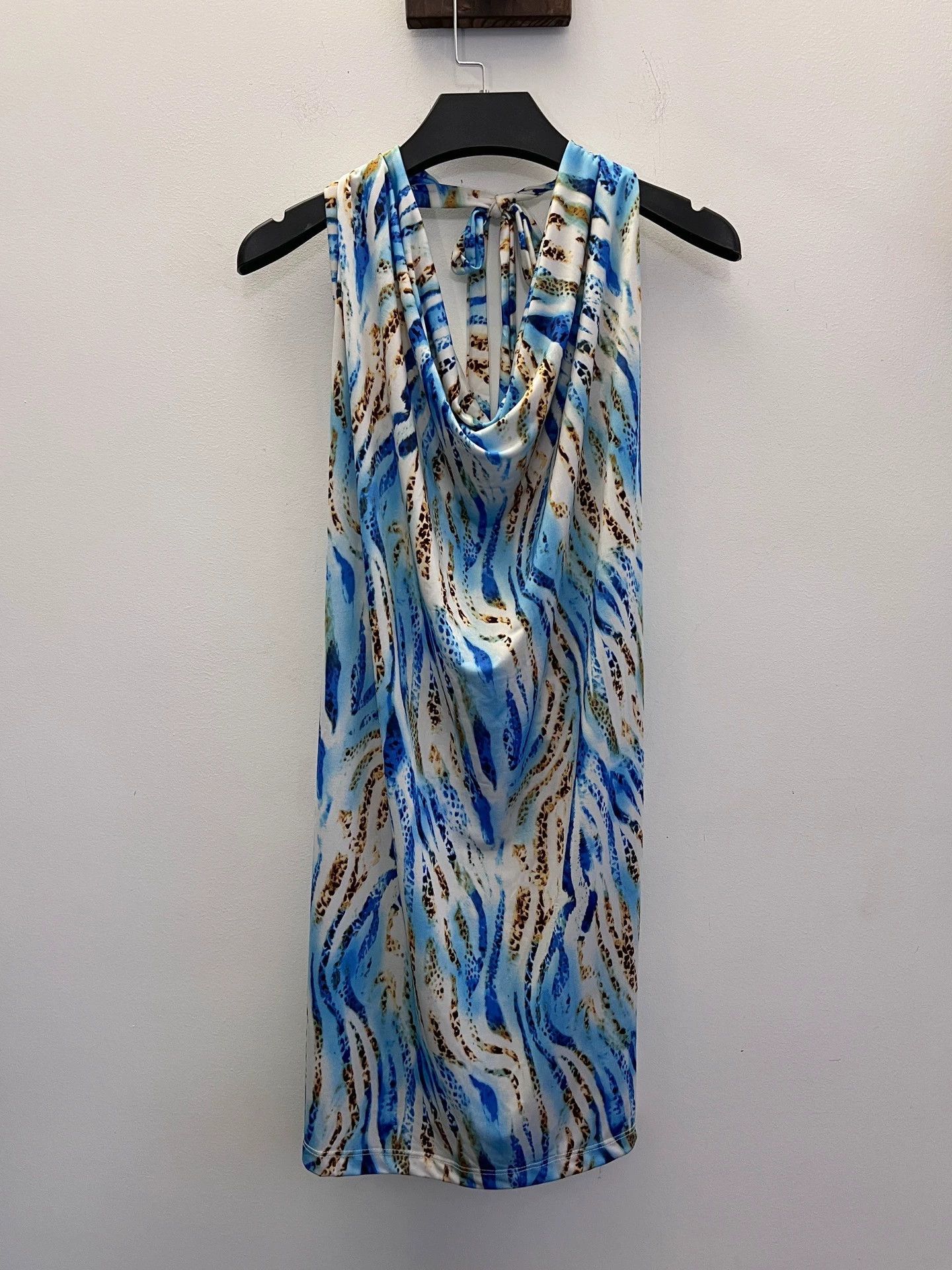 Other Vintage Italian Brand Halter Neck Elastic Printed Dress Size M / US 6-8 / IT 42-44 - 9 Thumbnail