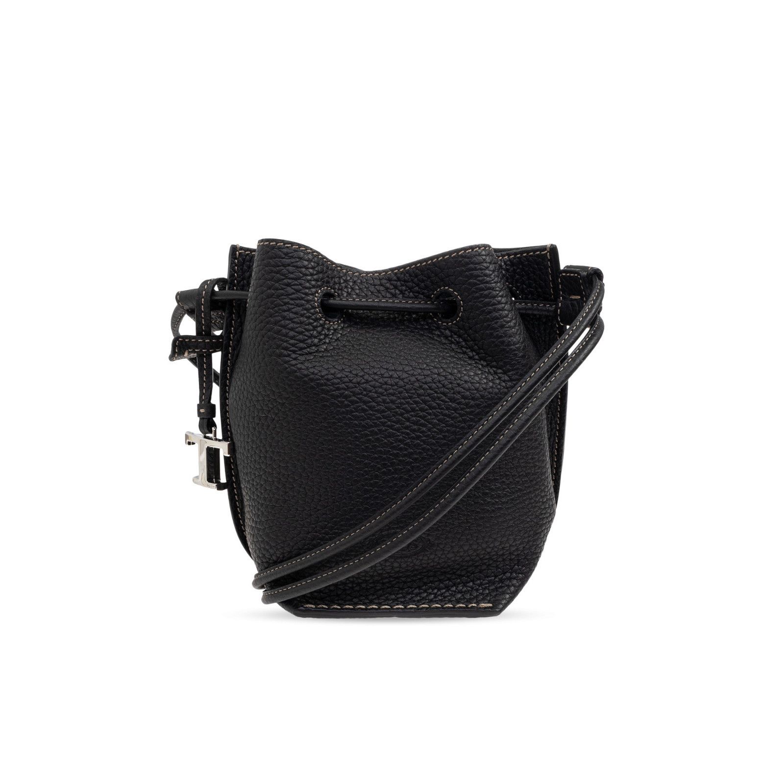 Tod's Tod’s Black Grained Leather Drawstring Bucket Shoulder Bag N Size ONE SIZE - 1 Thumbnail