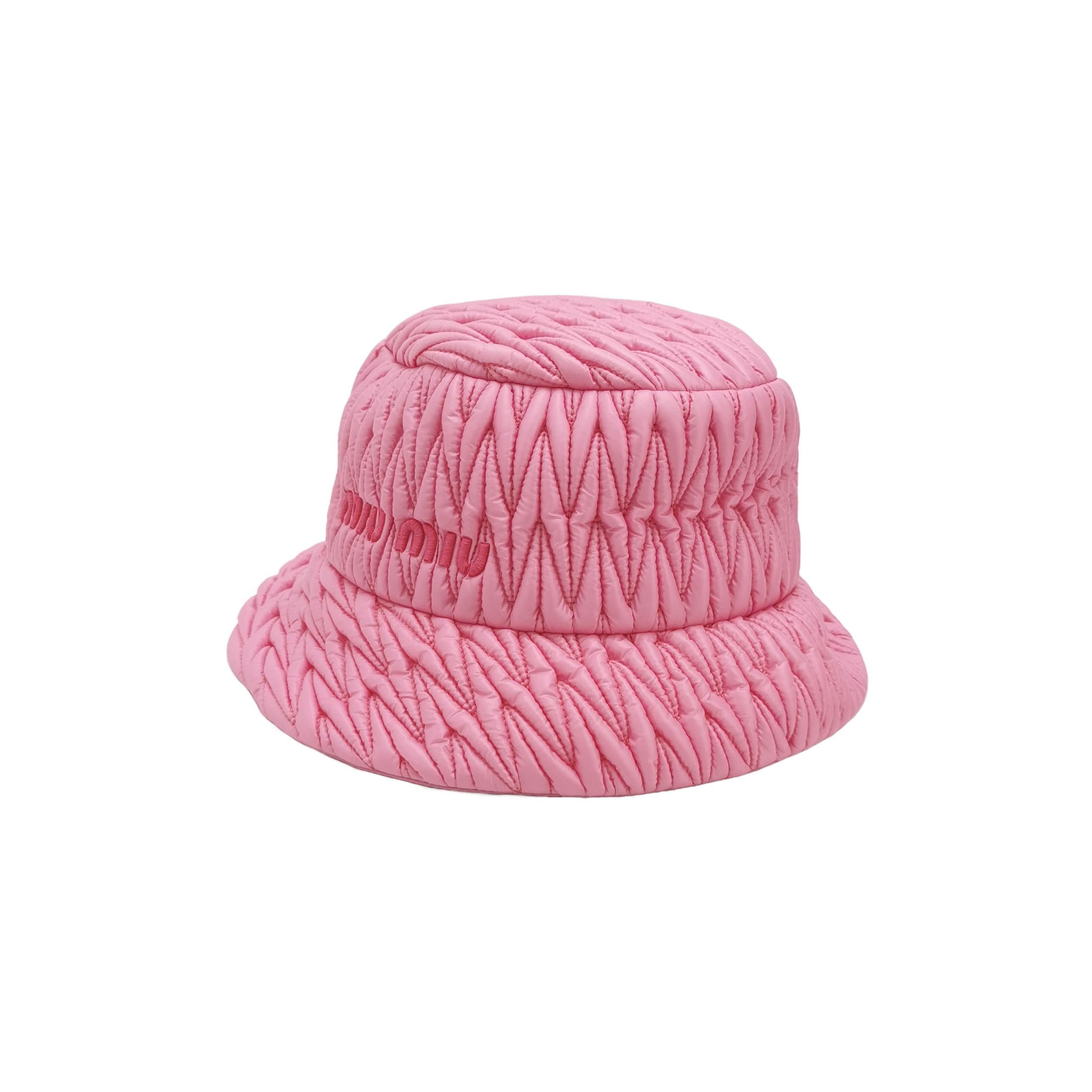 Miu Miu Miu Miu Pink Quilted Logo Bucket Hat ONE SIZE Size ONE SIZE - 1 Thumbnail
