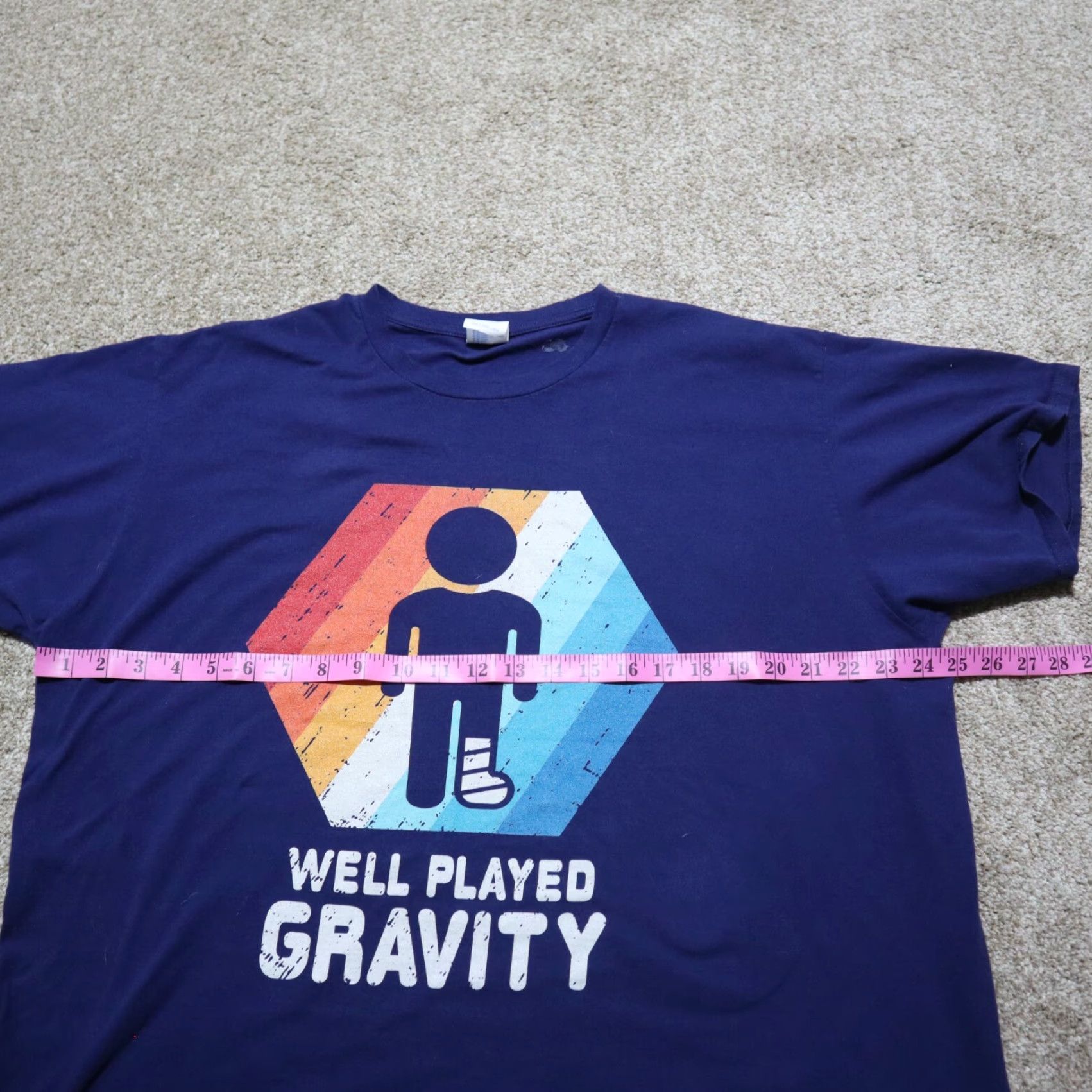 Port & Company Well Played Gravity T-Shirt Adult 2XL Navy Blue 90s Skull Logo Funny Portable: Port & Company Mens Size US XXL / EU 58 / 5 - 4 Thumbnail
