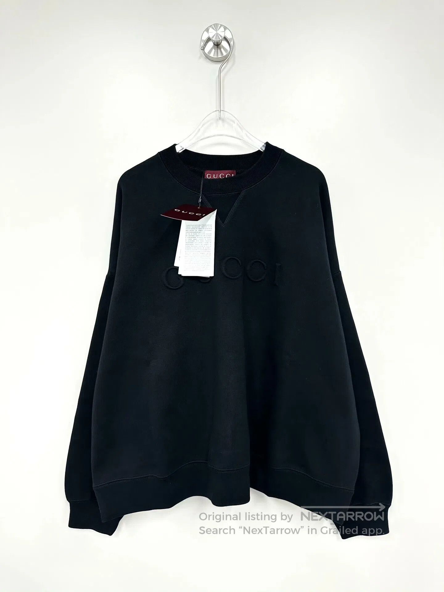 Gucci Guicci Black Embroidered Logo Long Sleeve Sweatshirt| Size US M / EU 48-50 / 2 - 1 Thumbnail