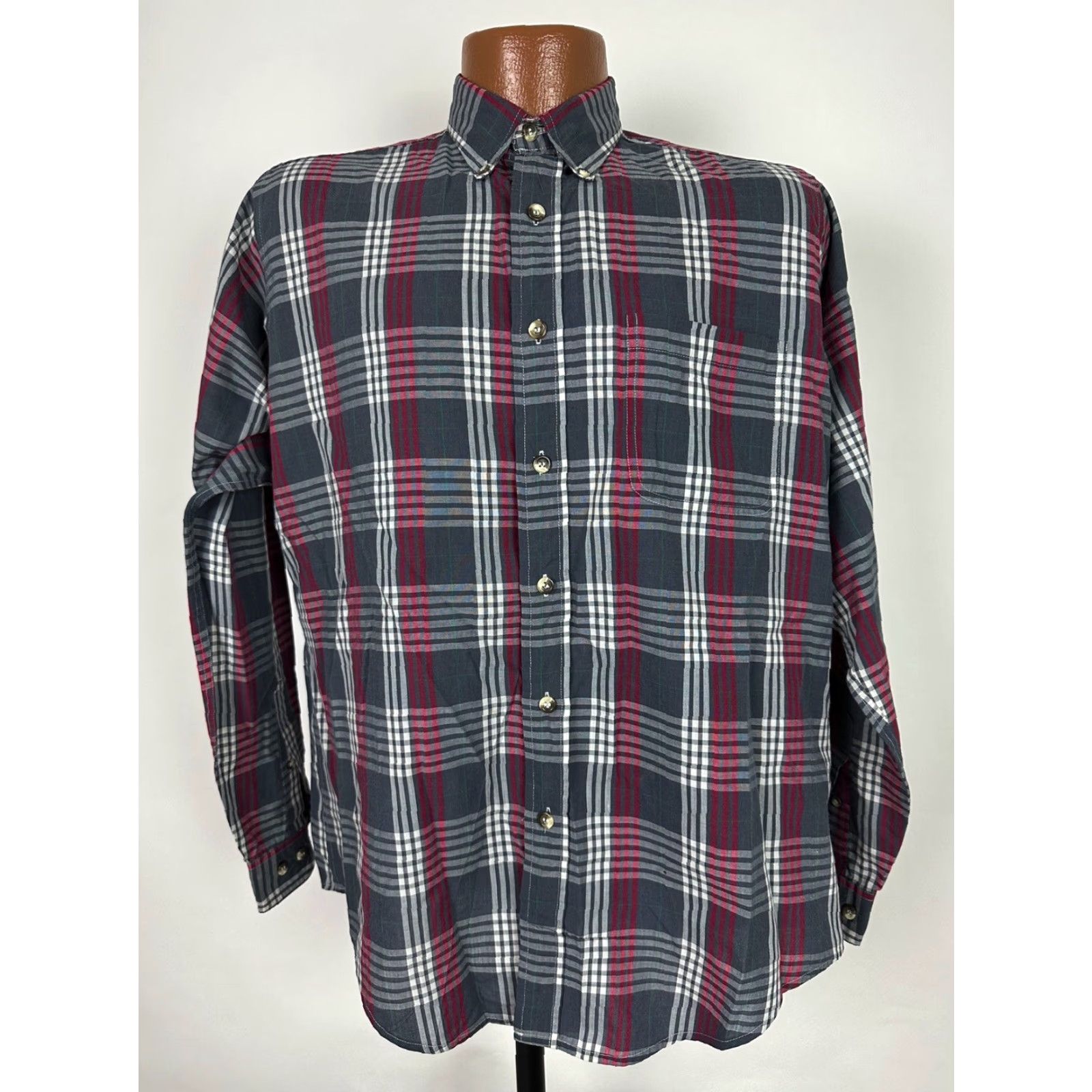 Vintage VINTAGE Sundays Button-Up Shirt Mens M Gray Plaid 90s Lightweight Casual Retro Size US M / EU 48-50 / 2 - 2 Thumbnail