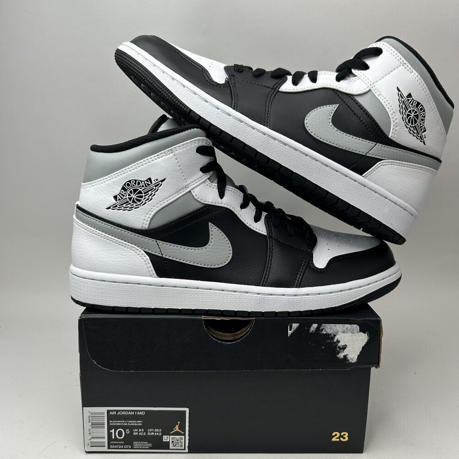 Jordan Brand Nike Air Jordan 1 Mid Retro “White Shadow/Light Smoke Grey” Size US 10.5 / EU 43-44 - 1 Thumbnail