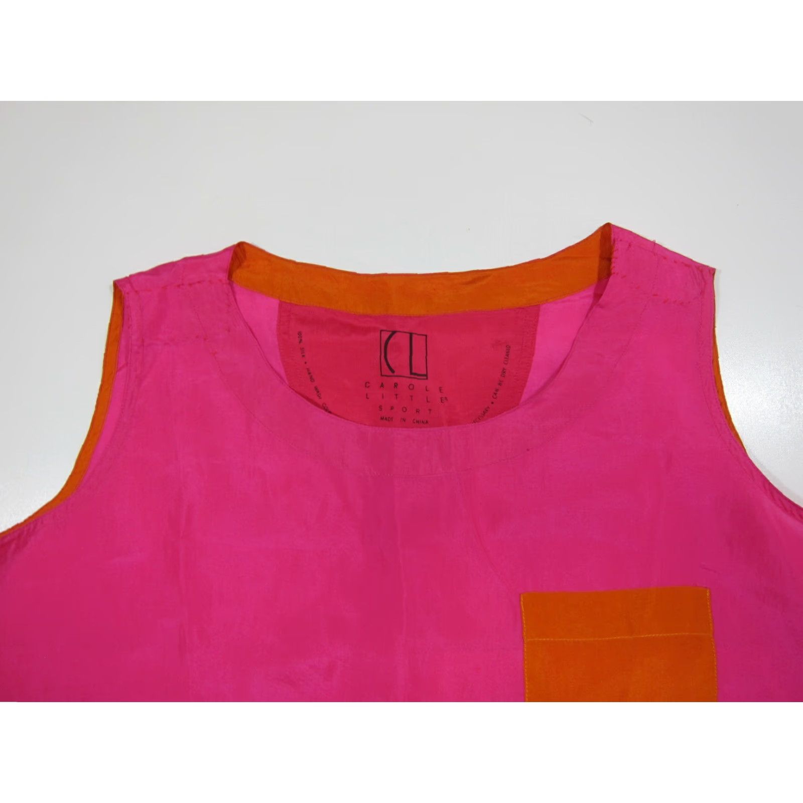 Vintage Carol Little 100% Silk Pink Sleeveless Tank Shirt Blouse Top Women 12L Size XL / US 12-14 / IT 48-50 - 4 Thumbnail