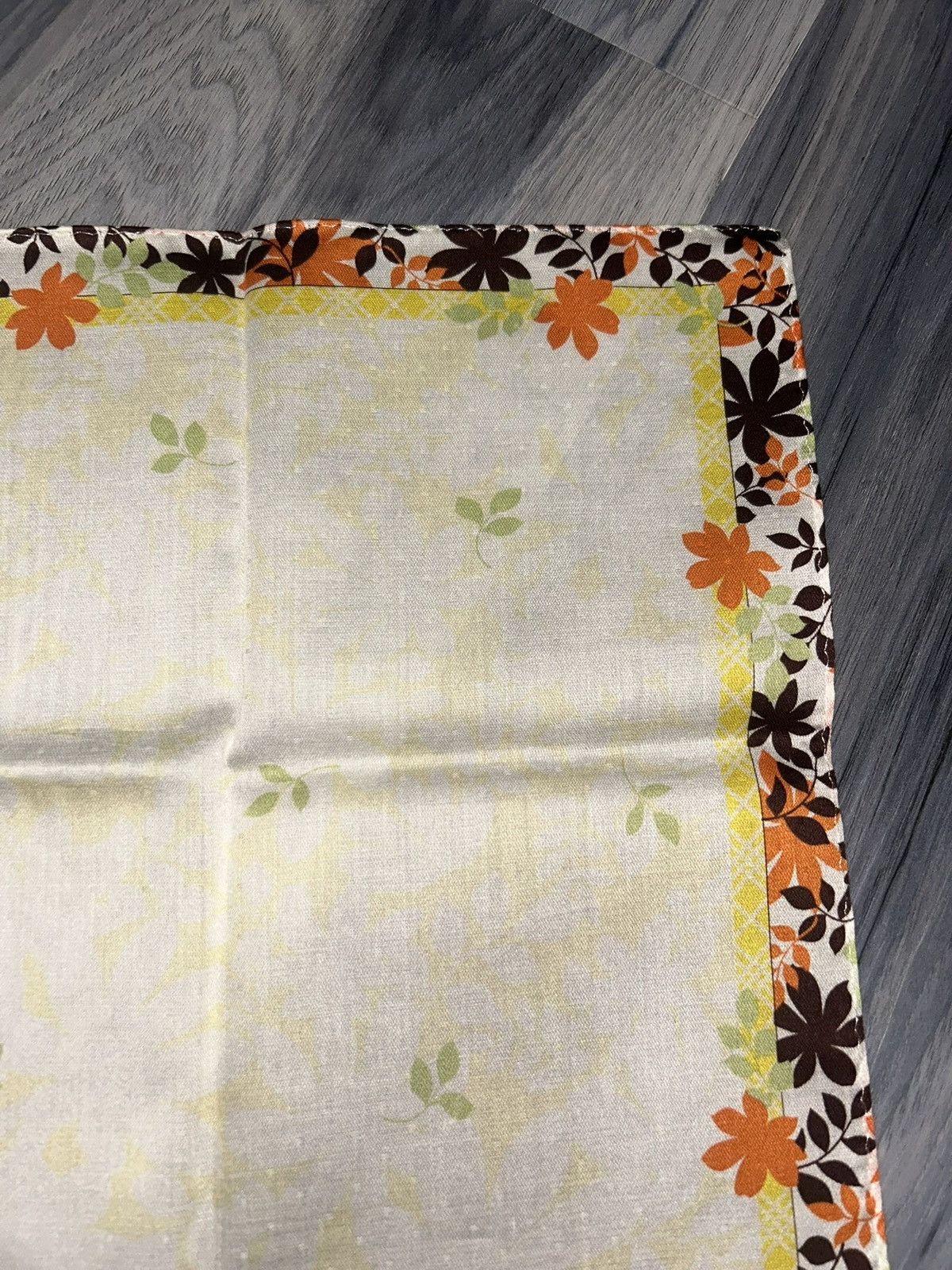 Burberry Burberry Orange & Brown Floral Border Cotton Handkerchief Size ONE SIZE - 7 Thumbnail