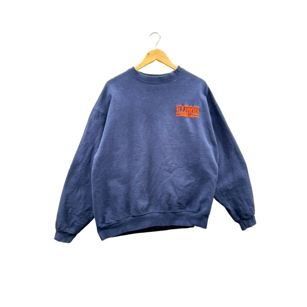Fruit Of The Loom × Vintage 1990's Illinois Fighting Illini Embroidered College Crewneck Size US XL / EU 56 / 4 - 1 Thumbnail
