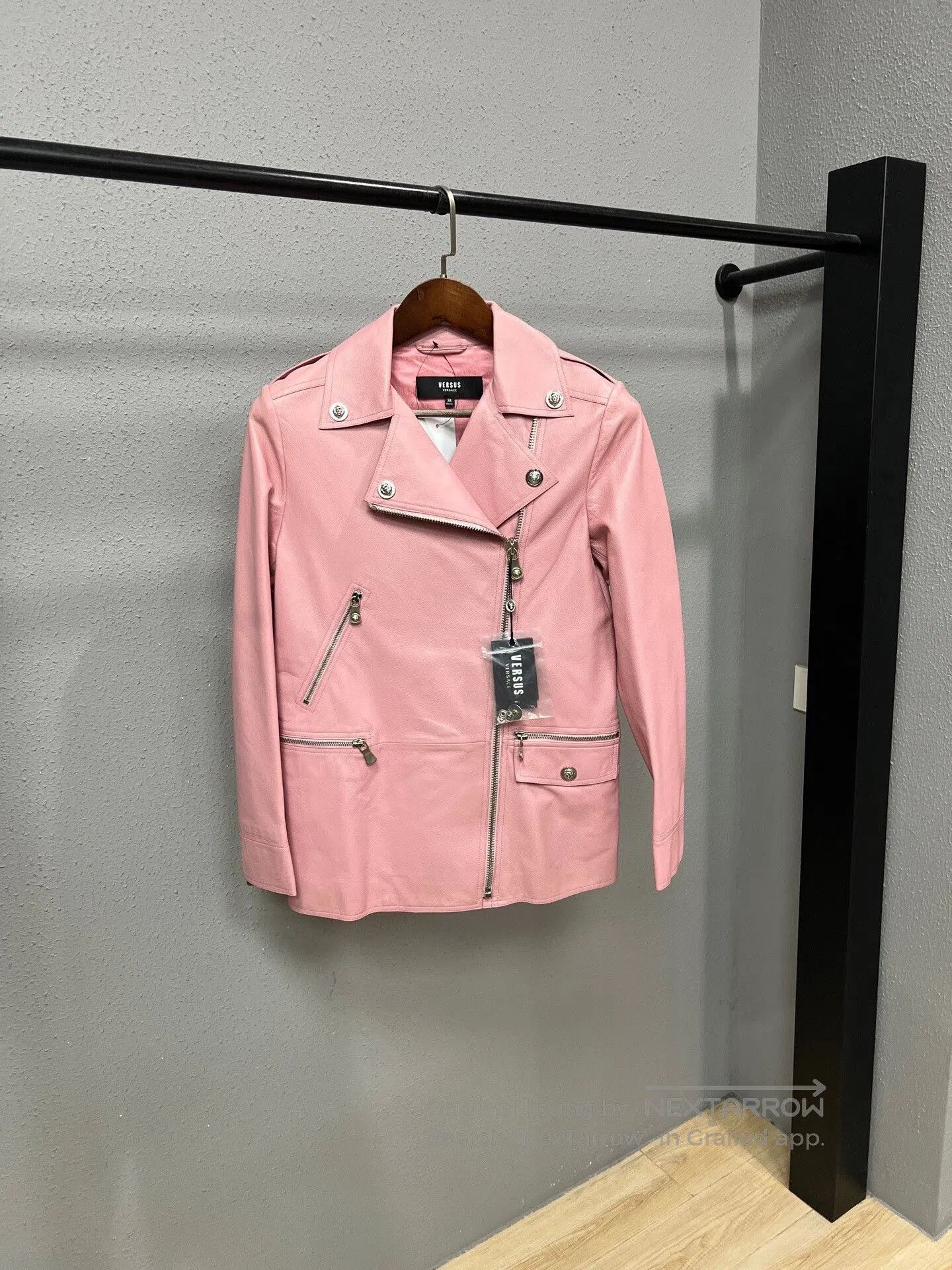 Versace pink leather jacket by Versace. Size M / US 6-8 / IT 42-44 - 1 Thumbnail