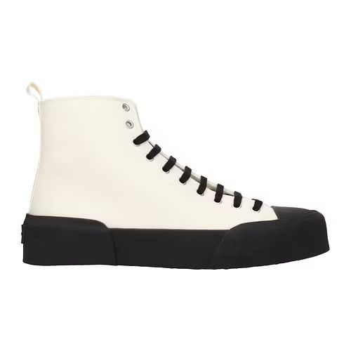 image of Jil Sander Ob1O1E0324 Hi Top Sneakers In Beige/black, Men's (Size 8)
