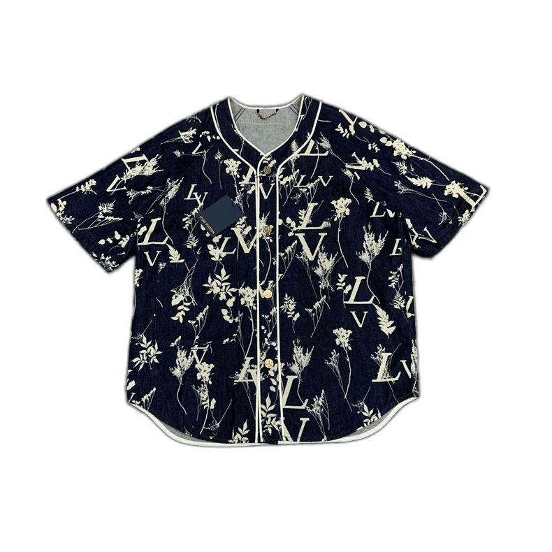 Louis Vuitton Dark Blue Floral Short Sleeve Shirt -2505 Size US L / EU 52-54 / 3 - 1 Thumbnail