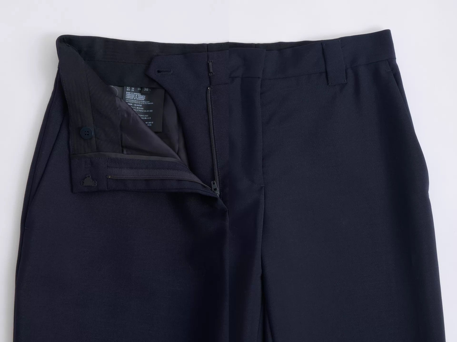 Prada PRADA Navy Mohair High-Waist Flared Trousers Size 26" / US 2 / IT 38 - 8 Thumbnail