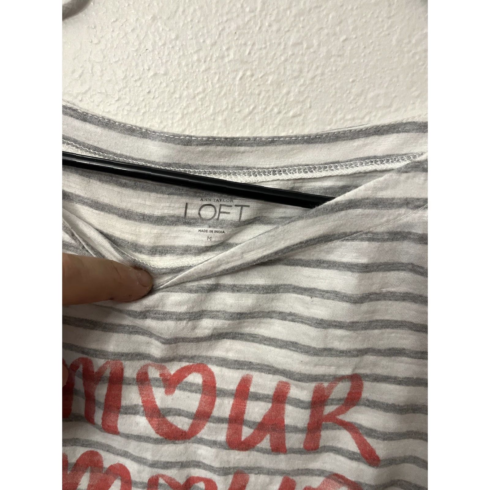 Loft Loft T-Shirt Striped Crewneck 3/4 Sleeve Medium White Womens Casual Sleeve Graphic Vintage No Size M / US 6-8 / IT 42-44 - 2 Thumbnail