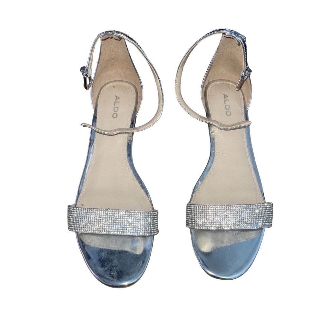 Aldo Kerina Mini Wedge Silver Rhinestone Sparkler Sandal Dressy Size US 8.5 / IT 38.5 - 2 Thumbnail