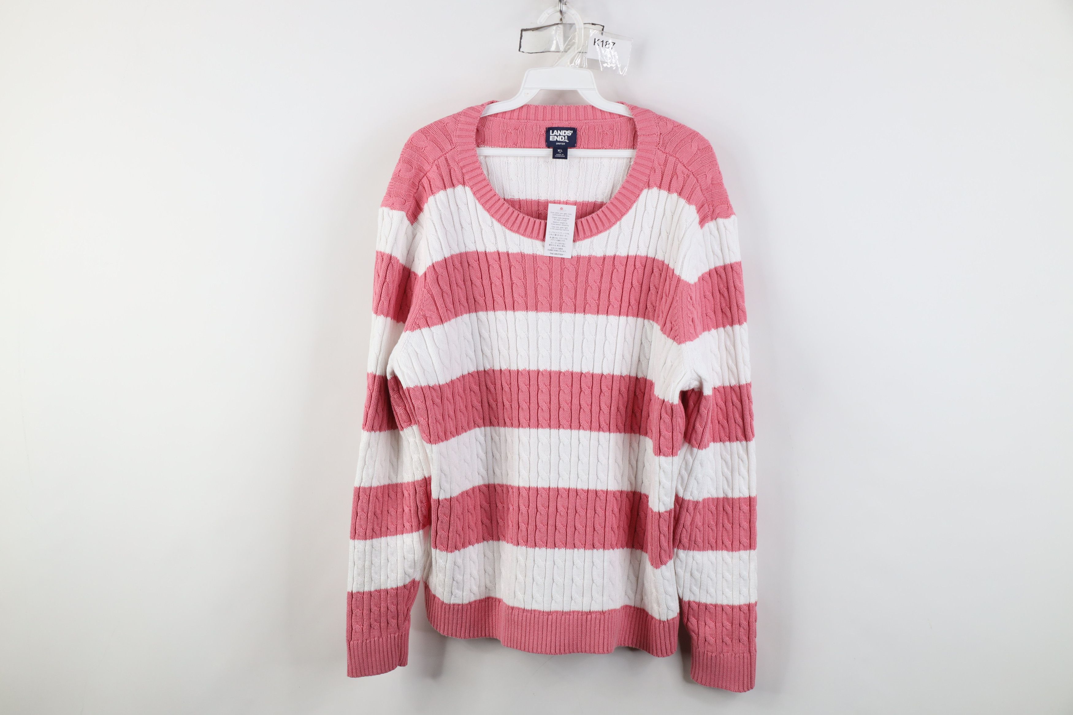 Lands' End Vintage Lands End Ribbed Chunky Cable Knit Crewneck Sweater Size XL / US 12-14 / IT 48-50 - 1 Thumbnail