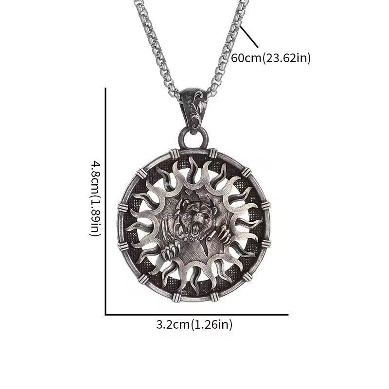Jewelry × Vintage Domineering Bear Head Sun God Pendant Necklace Size ONE SIZE - 5 Thumbnail