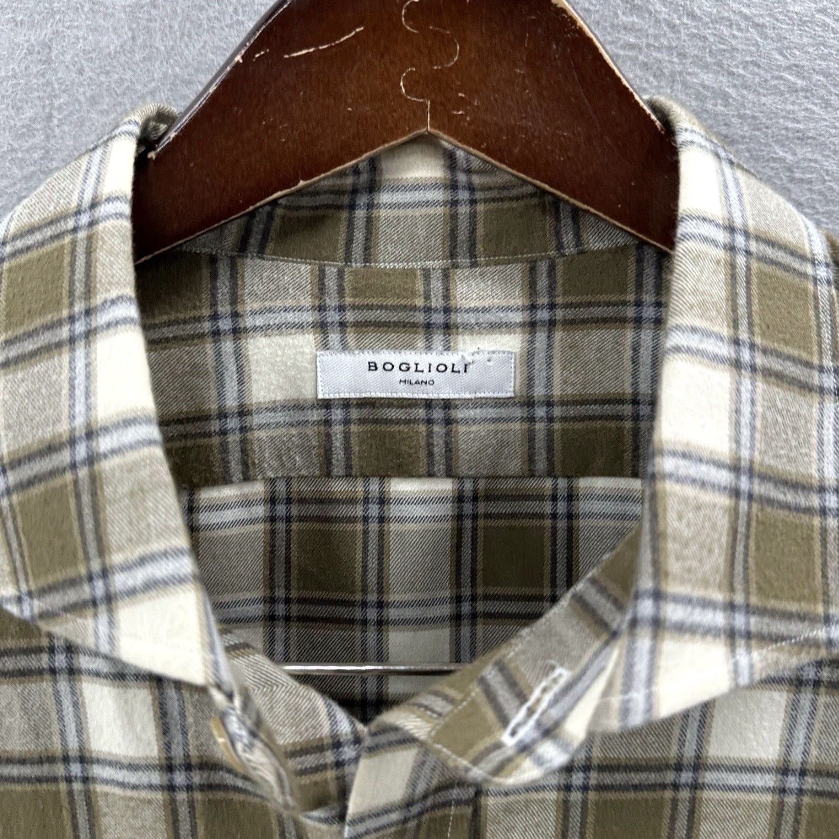 Boglioli Boglioli Green Plaid Flannel Shirt Mens 17 Regular Cotton Button-Up Preppy Size US XL / EU 56 / 4 - 4 Thumbnail