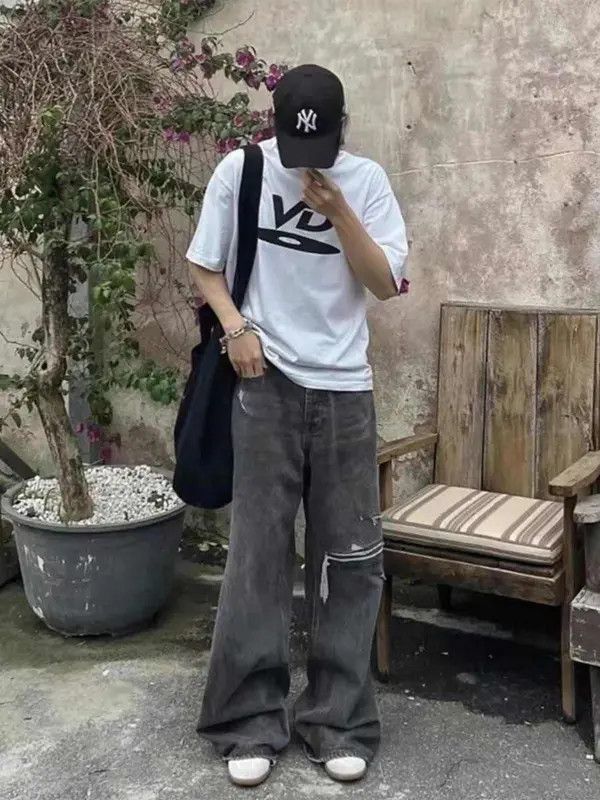 Vintage Fukatsu x Jingu Distressed Baggy Wide Leg Denim Jeans Size US 33 - 2 Thumbnail
