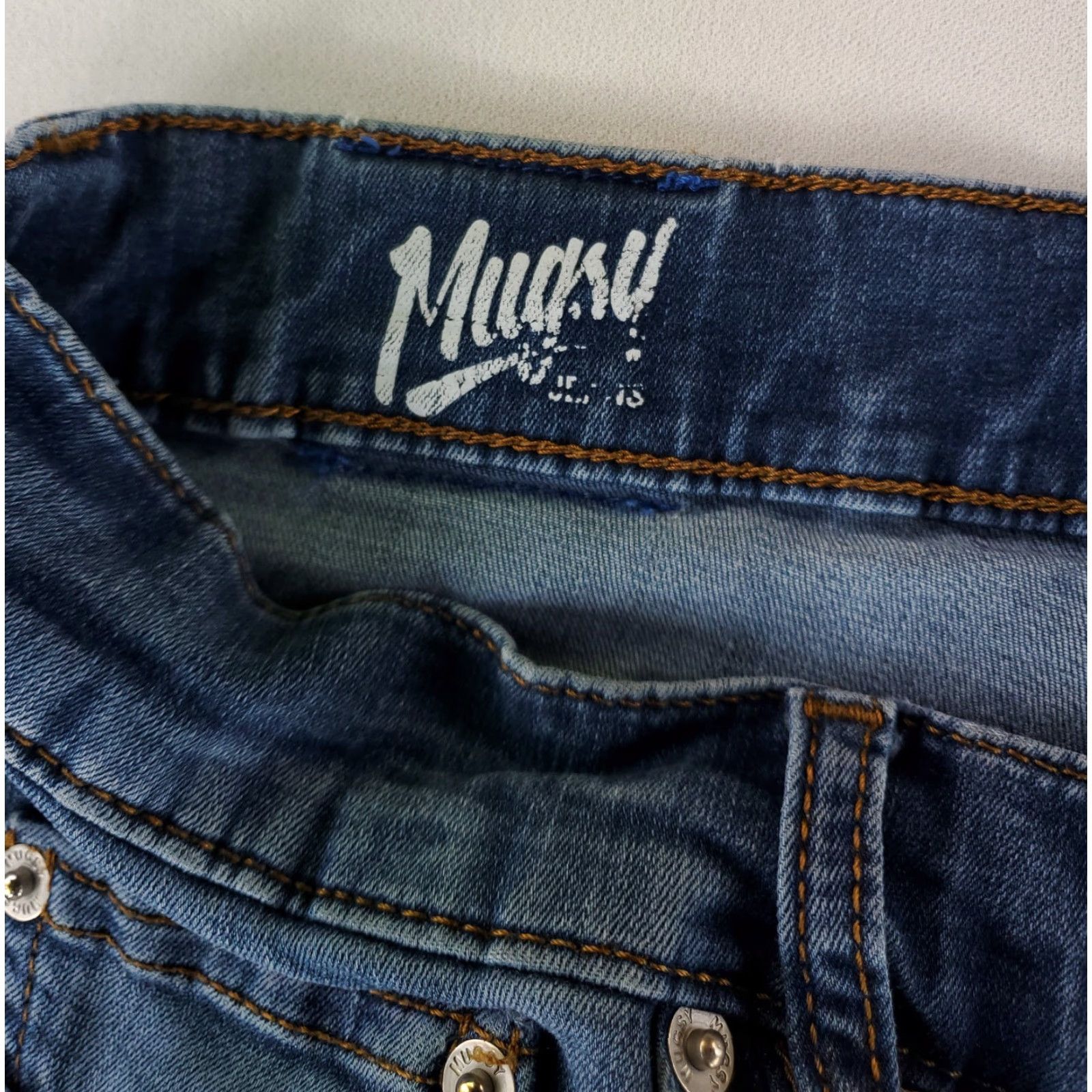Vintage Mugsy Jeans Hamms Blue Stretch Mens 36x29 Inseam 29 Blue Straight Jeans Men 36 Regular 5 Pocket Size US 36 / EU 52 - 3 Thumbnail