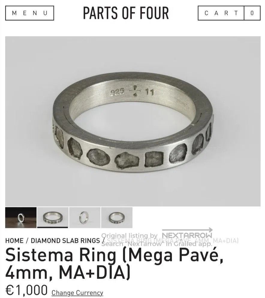 System Diamond Slabs 925 Silver Ring. Size ONE SIZE - 1 Thumbnail