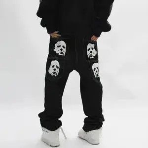 Japanese Brand FACES Graphic Painted Black Denim Jeans Size US 32 / EU 48 - 6 Thumbnail