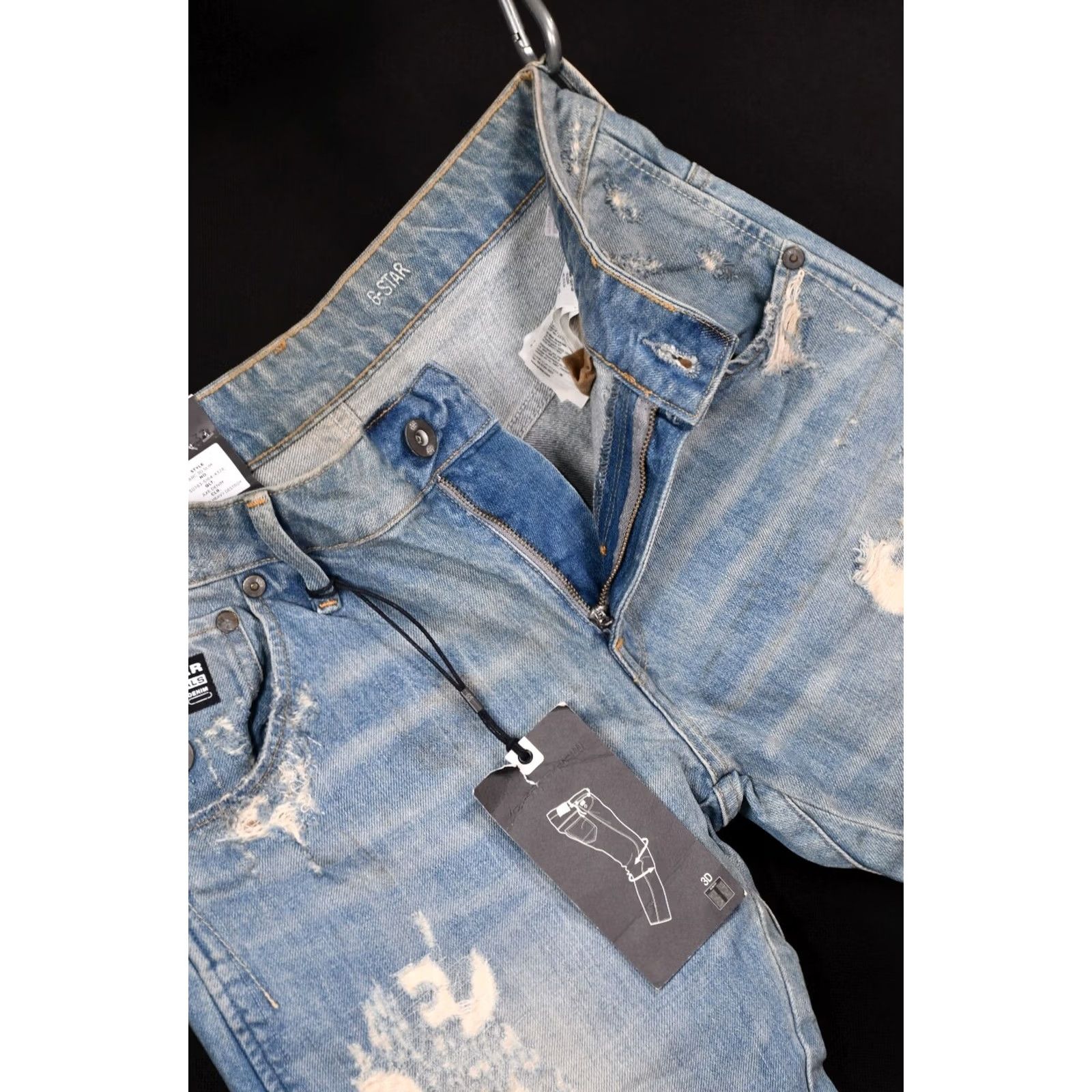 G-Star G-Star Arc 3D Slim Axe Denim LT Aged Heavy Destroy Jeans Mens W30/L32 Blue 5-Pocket Denim Slim Regular Cotton Belt Loop Jeans Size US 30 / EU 46 - 7 Thumbnail