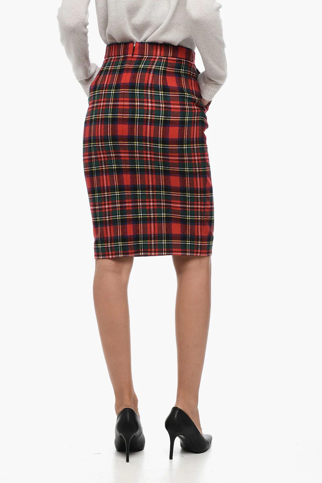 Saint Laurent Paris og1mm0326 Wool-Blend Tartan Skirt in Red Size 27" / US 4 / IT 40 - 2 Thumbnail
