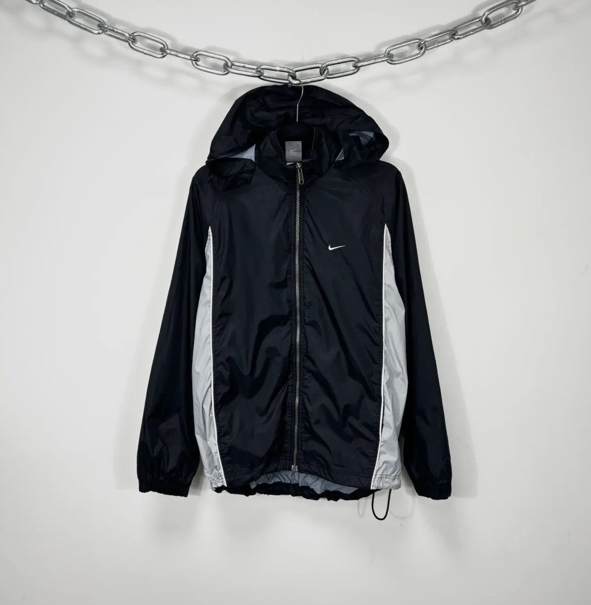 Nike × Vintage Vintage Nike Y2K Swoosh Drill Hype Retro Hooded Nylon Jacket Size US M / EU 48-50 / 2 - 1 Thumbnail