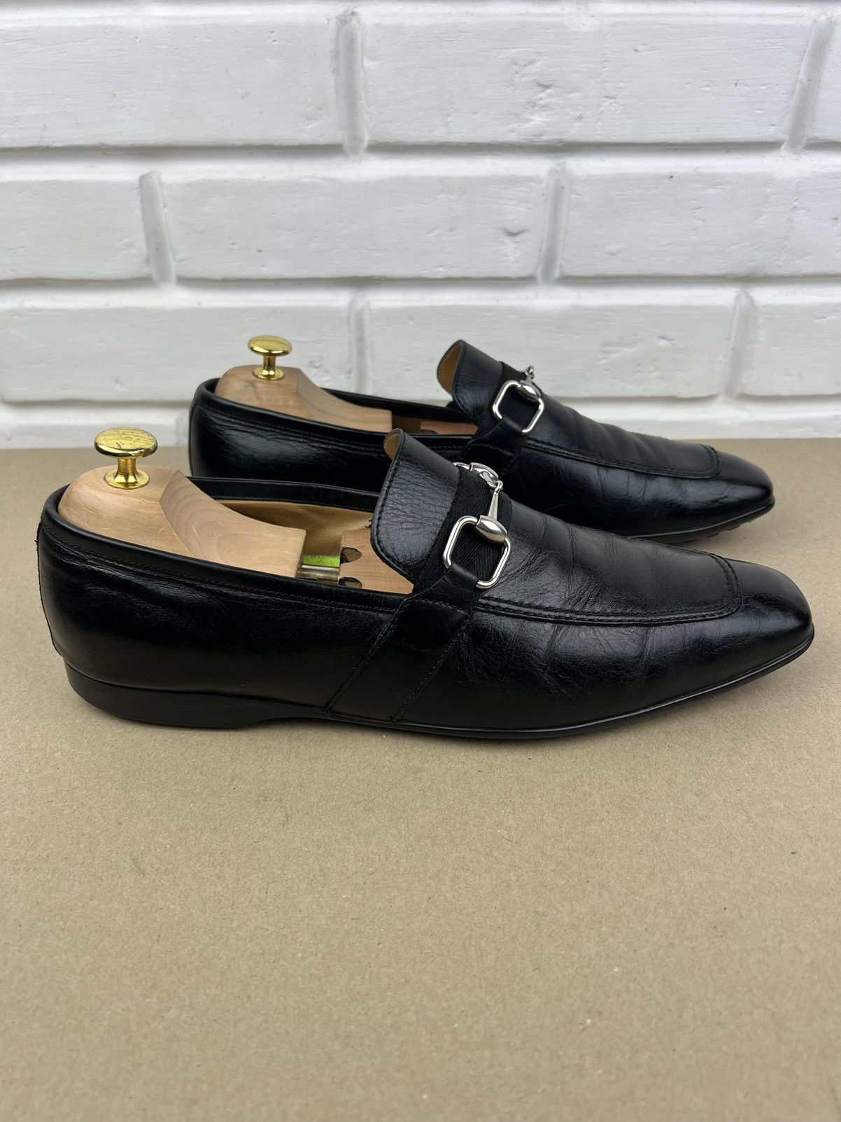 Gucci GUCCI Loafers Leather Slip Ons Shoes HORSEBIT Web Stripe Men Size US 11 / EU 44 - 8 Thumbnail