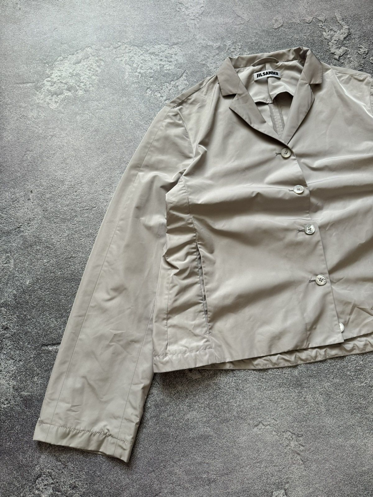 Designer × Jil Sander × Vintage Jil sander 42 nylon beige blazer jacket crop coat button up Size M / US 6-8 / IT 42-44 - 6 Thumbnail