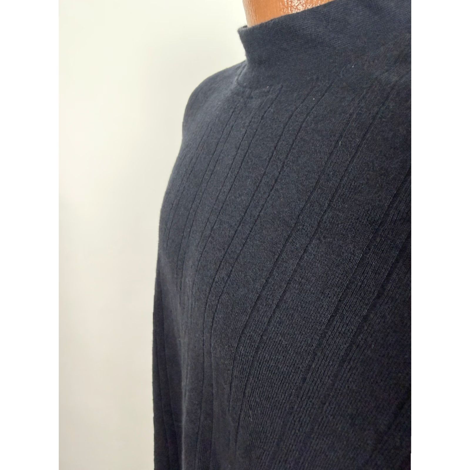 Vintage Vintage Vintage Ribbed Mock Neck Shirt Men XL Stretchy Minimal Preppy Black Rayon Cotton Size US XL / EU 56 / 4 - 5 Thumbnail