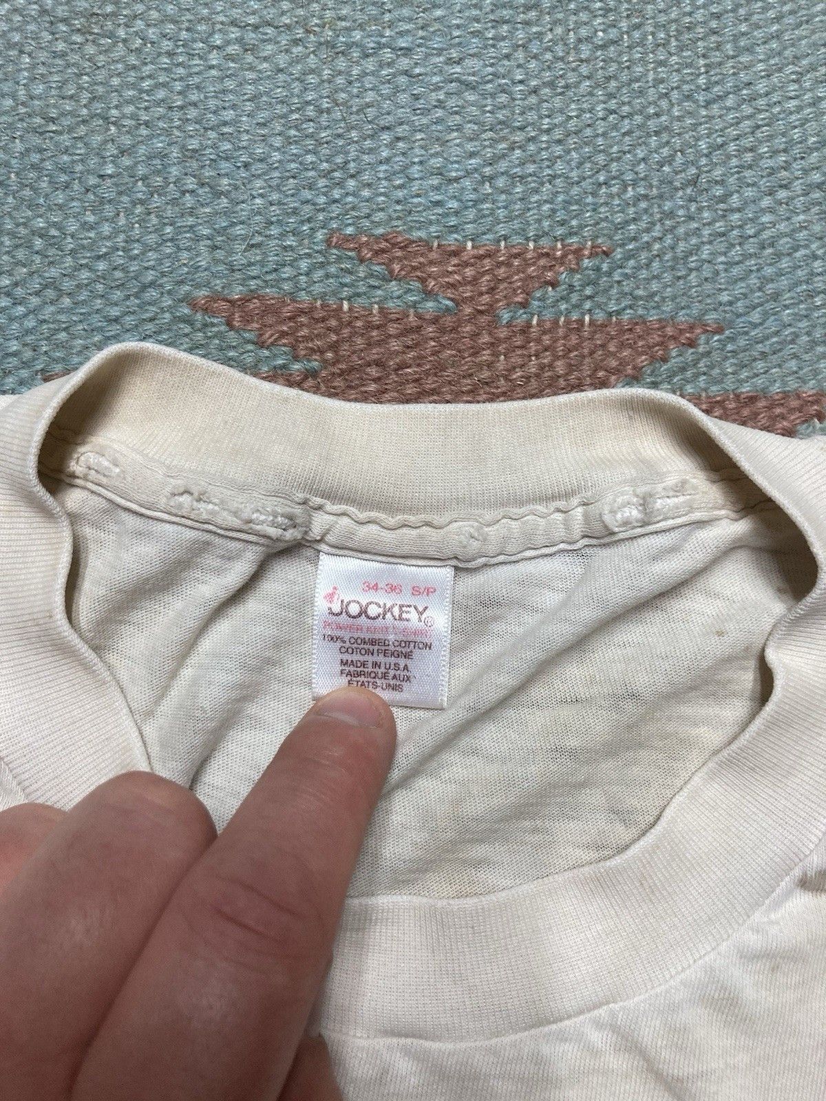 Vintage blank white t shirt jockey distres soft cotton whooped small Size US S / EU 44-46 / 1 - 6 Thumbnail