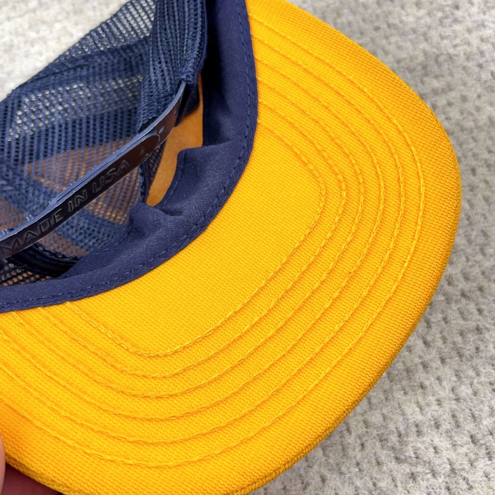 Vintage Revised Title: Vintage Lions Club Trucker Hat Cap Made In USA 80s 90s Yellow Blue Kaukauna Custom Size ONE SIZE - 5 Thumbnail