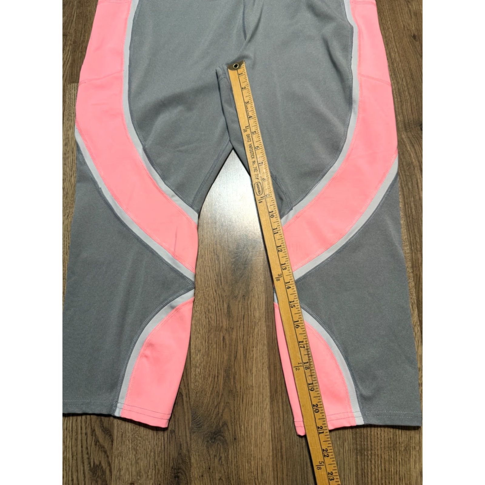 Avia AVIA Leggings, Women's XL, Cropped, Grey Pink, Athletic Wear, High Rise, Yoga, Regular, Casual, Activewear, Pants, Modern, Fall Spring Summer, Womens Size 40" / US 18 - 7 Thumbnail