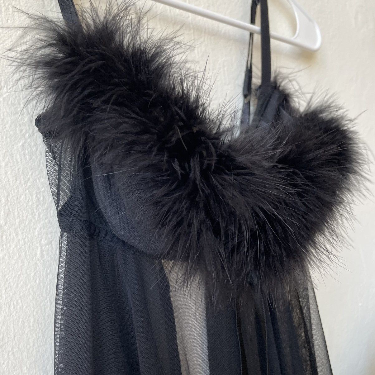 Victoria's Secret rare 90s Victoria’s Secret black marabou fur babydoll top Size ONE SIZE - 2 Thumbnail