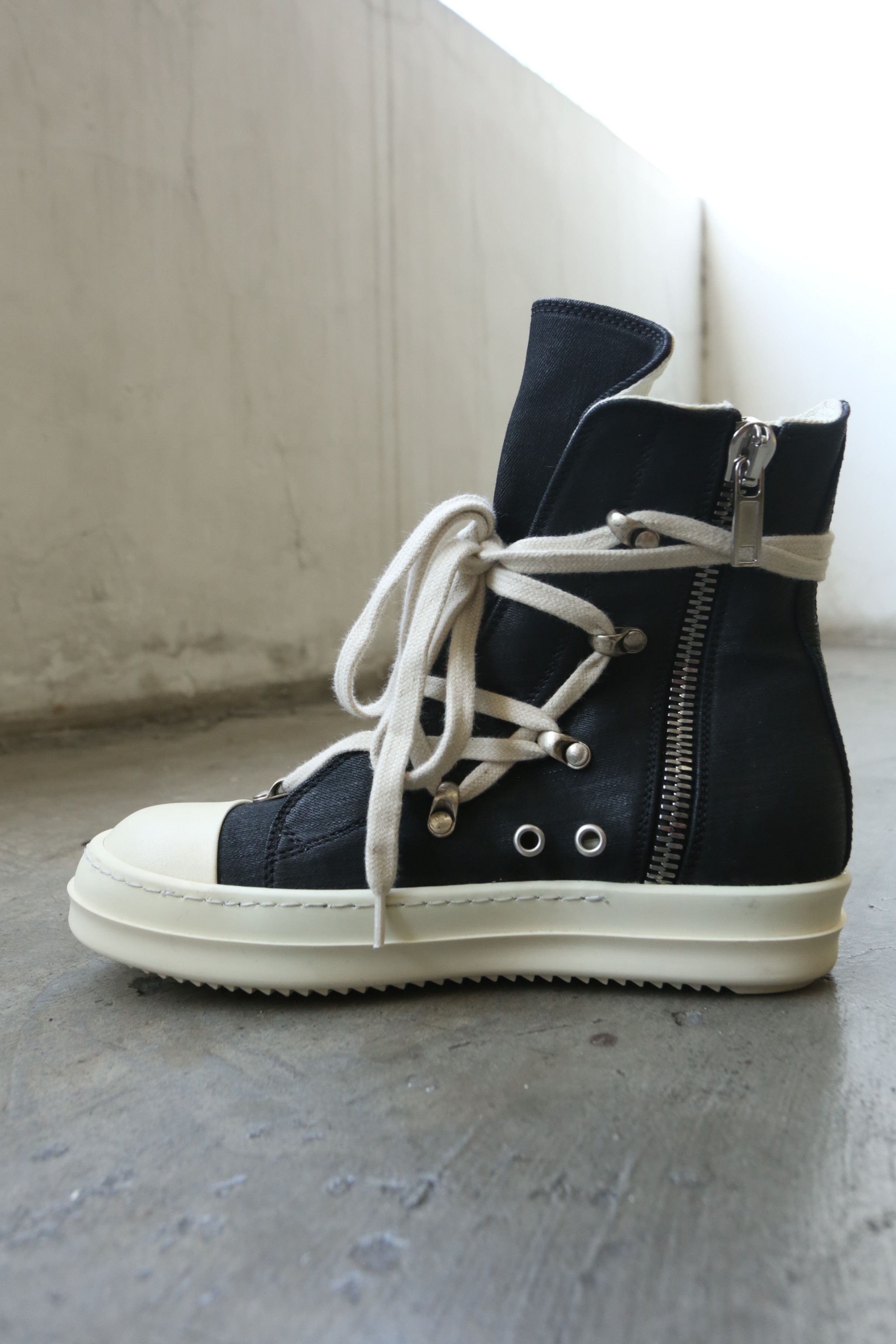Rick Owens Drkshdw RO DRKSHDW - S/S 18 - "Dirt" - Waxed Canvas Hexagram Hi Size US 5 / IT 35 - 3 Thumbnail