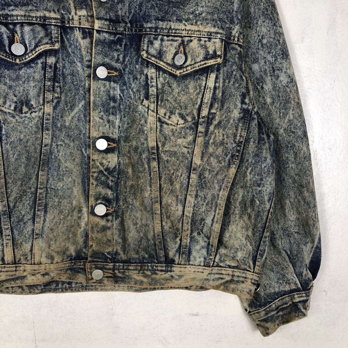 Edwin 📌VINTAGE RUSTY BIKER DENIM JACKET TRUCKER EDWIN Size US L / EU 52-54 / 3 - 7 Thumbnail
