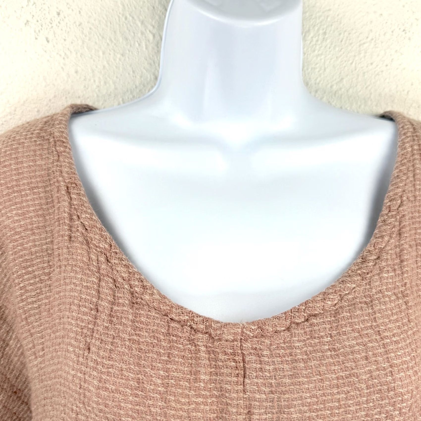 FLAX FLAX Blouse Shirt Oversize Linen Pink V-Neck Long Sleeve M Adult Womens 100% Linen Oversized Casual Bohemian 24" Pit to Pit 19" Sleeve 24" Length Size M / US 6-8 / IT 42-44 - 3 Thumbnail