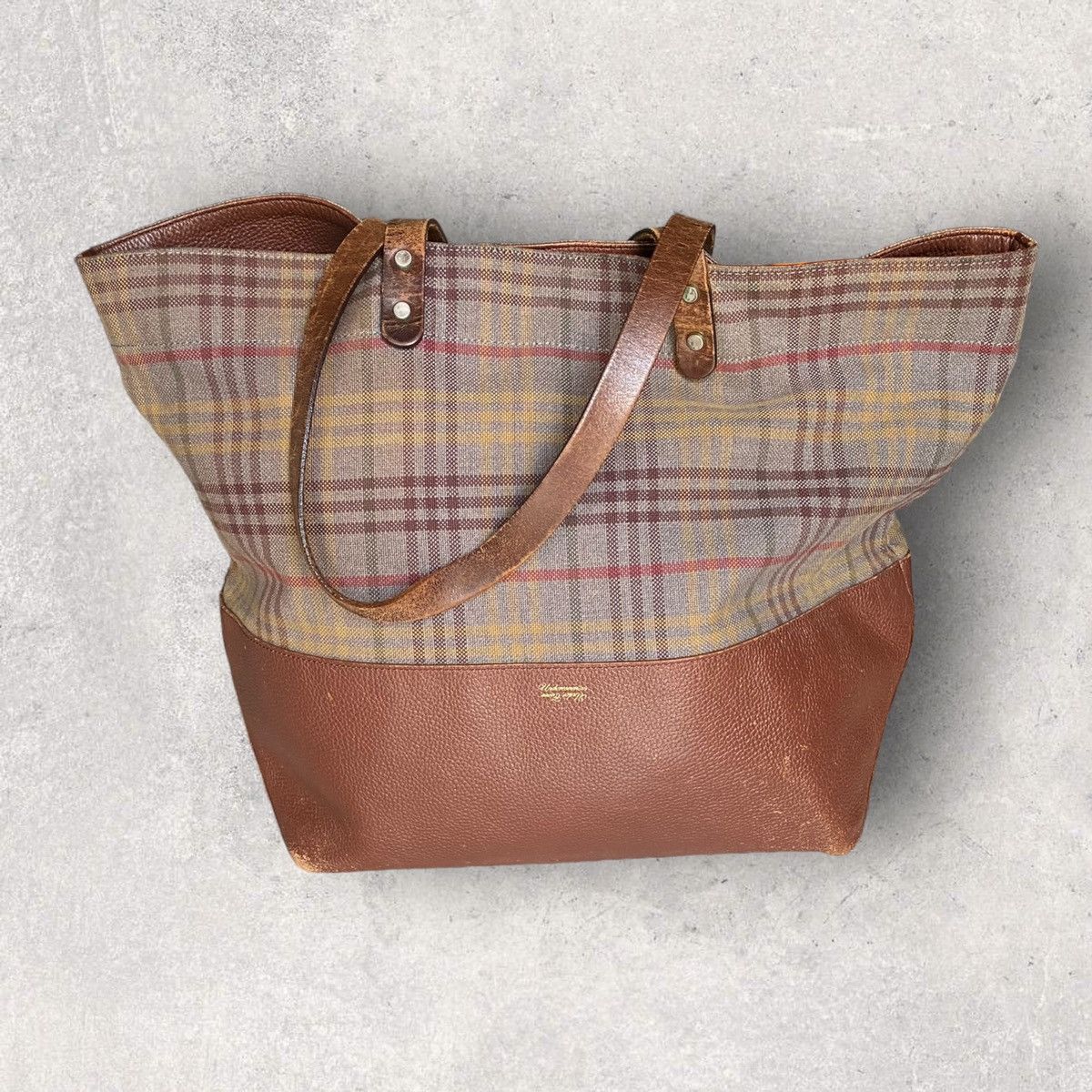 image of Undercover Brown Plaid Tote Bag, Men's